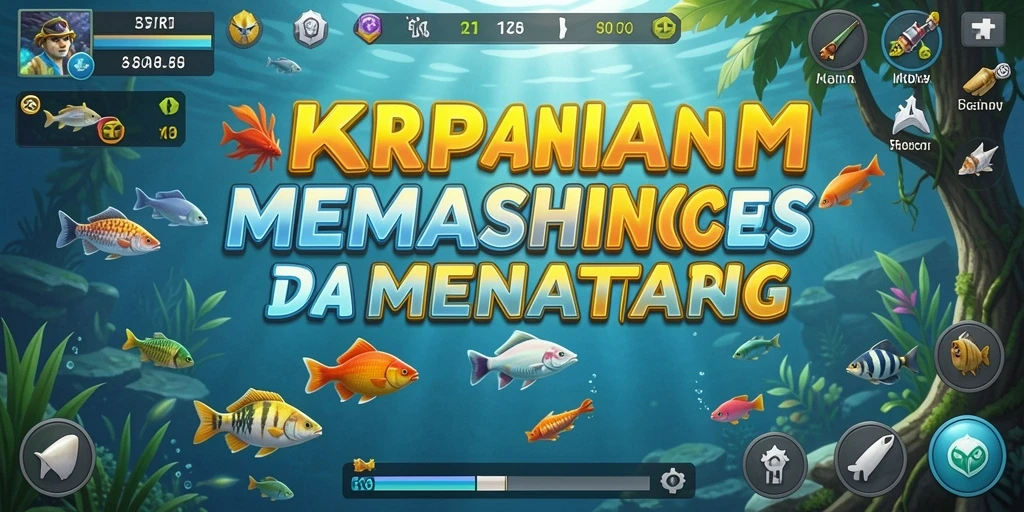 Screenshot gameplay KKRP yang menunjukkan aksi memancing yang menarik.