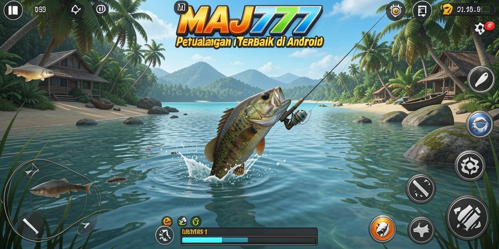 Gameplay seru memancing dengan pemandangan yang indah.